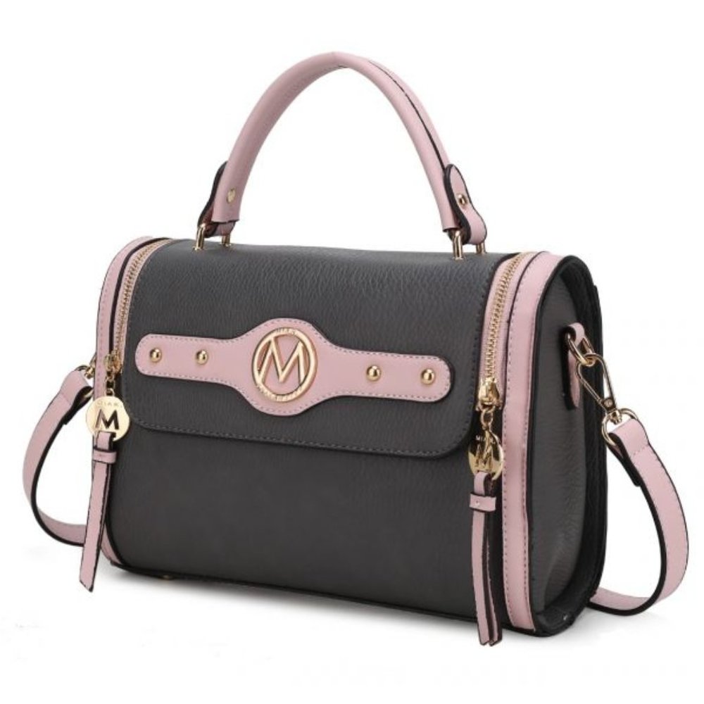 MKF Collection Sabrina Shoulder Bag by Mia K. ~NEW~GRAY W/PINK TRIM~Cool/Casual